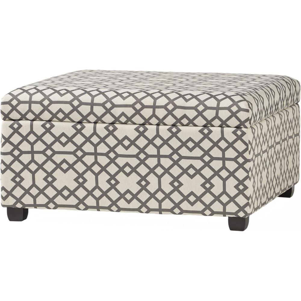image:imageChristopher Knight Home Tempe Fabric Storage Ottoman Grey Geometric Patterned