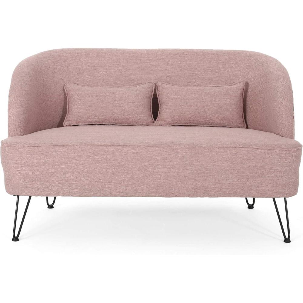image:imageGreat Deal Furniture Jordan Modern Fabric Loveseat with Hairpin LegsTeal Black309517Light Blush