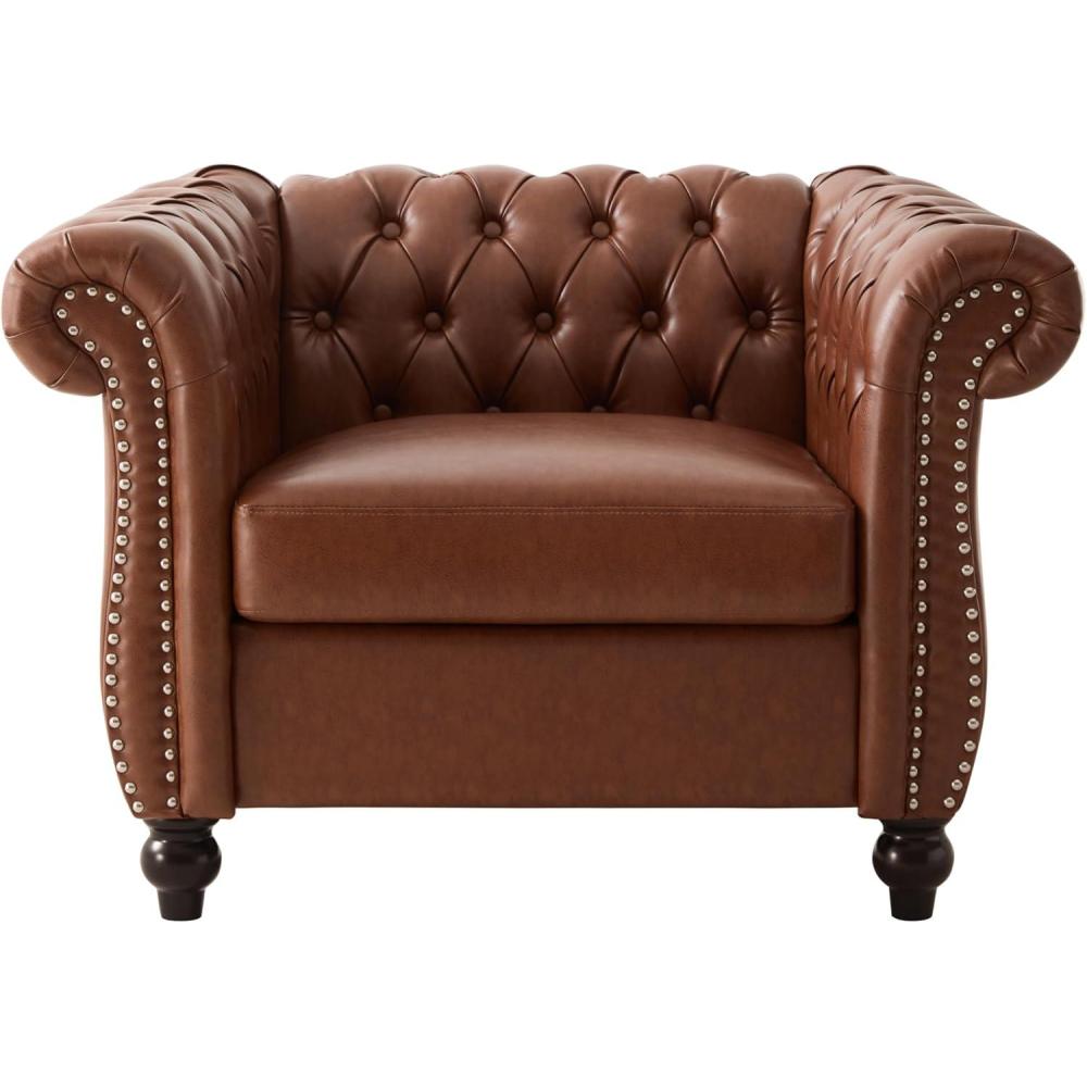 image:imageLucine Traditional Chesterfield Club Chair Cognac Brown and Dark BrownCognac Brown Dark Brown