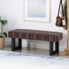 Cassie Boho Fabric Bench, Black Print(Dark Multicolored)