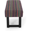 Cassie Boho Fabric Bench, Black Print(Dark Multicolored)