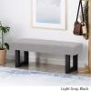 Cassie Boho Fabric Bench, Black Print(Light Gray)