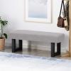 Cassie Boho Fabric Bench, Black Print(Light Gray)