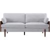 Christopher Knight Home Arboris Modern Fabric Upholstered Loveseat, Living Room Lounge Sofa with Back Pillows and Removable Cushions, Comfy Cloud Couch with Wooden Frame, Navy Blue+Light Walnut(Light Smoke Gray)