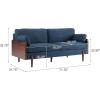 Christopher Knight Home Arboris Modern Fabric Upholstered Loveseat, Living Room Lounge Sofa with Back Pillows and Removable Cushions, Comfy Cloud Couch with Wooden Frame, Navy Blue+Light Walnut(Navy Blue)
