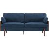 Christopher Knight Home Arboris Modern Fabric Upholstered Loveseat, Living Room Lounge Sofa with Back Pillows and Removable Cushions, Comfy Cloud Couch with Wooden Frame, Navy Blue+Light Walnut(Navy Blue)