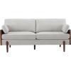 Christopher Knight Home Arboris Modern Fabric Upholstered Loveseat, Living Room Lounge Sofa with Back Pillows and Removable Cushions, Comfy Cloud Couch with Wooden Frame, Navy Blue+Light Walnut(Cream)
