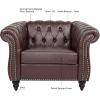 Christopher Knight Home Aurla Faux Leather 1 Seat Sofa Chair, Upholstered Accent Chair, Scrolled Armchair, Nailhead Club Chair, Tufted Buttom Backrest Single Sofa for Living Room Bedroom, Dark Brown(Brown)