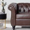 Christopher Knight Home Aurla Faux Leather 1 Seat Sofa Chair, Upholstered Accent Chair, Scrolled Armchair, Nailhead Club Chair, Tufted Buttom Backrest Single Sofa for Living Room Bedroom, Dark Brown(Brown)