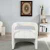 Christopher Knight Home Bertha Velvet Accent Chair, Curved Upholstered Club Chair, Comfy Barrel Chair for Living Room Bedroom Reception Room, Comfy Armchair, No Assembly Needed, Ivory White(Ivory White)