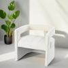 Christopher Knight Home Bertha Velvet Accent Chair, Curved Upholstered Club Chair, Comfy Barrel Chair for Living Room Bedroom Reception Room, Comfy Armchair, No Assembly Needed, Ivory White(Ivory White)