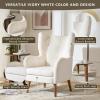 Christopher Knight Home Bines Modern Retro Accent Chair, Upholstered Club Chair, Reading Single Sofa Chair, Armchair with Tapered Birch Wood Legs for Living Room, Bedroom, Reading Corner, Ivory White