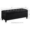 Christopher Knight Home Cabar 45 Inch Storage Ottoman, Upholstered Tufted Button Storage Bench, Linen Fabric Entry Bench with Spindle Wooden Legs, Foot Rest Bench for Living Room Bed Room, Dark Gray(Black)