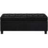 Christopher Knight Home Cabar 45 Inch Storage Ottoman, Upholstered Tufted Button Storage Bench, Linen Fabric Entry Bench with Spindle Wooden Legs, Foot Rest Bench for Living Room Bed Room, Dark Gray(Black)
