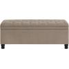 Christopher Knight Home Cabar 45 Inch Storage Ottoman, Upholstered Tufted Button Storage Bench, Linen Fabric Entry Bench with Spindle Wooden Legs, Foot Rest Bench for Living Room Bed Room, Dark Gray(Linen)