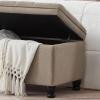 Christopher Knight Home Cabar 45 Inch Storage Ottoman, Upholstered Tufted Button Storage Bench, Linen Fabric Entry Bench with Spindle Wooden Legs, Foot Rest Bench for Living Room Bed Room, Dark Gray(Linen)