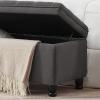 Christopher Knight Home Cabar 45 Inch Storage Ottoman, Upholstered Tufted Button Storage Bench, Linen Fabric Entry Bench with Spindle Wooden Legs, Foot Rest Bench for Living Room Bed Room, Dark Gray(Dark Gray)