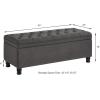 Christopher Knight Home Cabar 45 Inch Storage Ottoman, Upholstered Tufted Button Storage Bench, Linen Fabric Entry Bench with Spindle Wooden Legs, Foot Rest Bench for Living Room Bed Room, Dark Gray(Dark Gray)