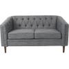 Christopher Knight Home Contemporary Tufted and Diamond Stitching Faux Leather Loveseat,Tub-Design 2-Seater Sofa,Removable Cushions,Birch Wood Legs,Square Arms,Dark Brown and Espresso(Grey)