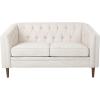 Christopher Knight Home Contemporary Tufted and Diamond Stitching Faux Leather Loveseat,Tub-Design 2-Seater Sofa,Removable Cushions,Birch Wood Legs,Square Arms,Dark Brown and Espresso(Beige)