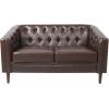 Christopher Knight Home Contemporary Tufted and Diamond Stitching Faux Leather Loveseat,Tub-Design 2-Seater Sofa,Removable Cushions,Birch Wood Legs,Square Arms,Dark Brown and Espresso(Dark Brown)