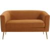 Christopher Knight Home Contemporary Tufted and Diamond Stitching Faux Leather Loveseat,Tub-Design 2-Seater Sofa,Removable Cushions,Birch Wood Legs,Square Arms,Dark Brown and Espresso(Turmeric Yellow)