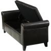 Christopher Knight Home Contemporary Upholstered Storage Ottoman Bench with Rolled Arms, Brown and Dark Brown