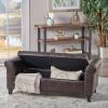 Christopher Knight Home Contemporary Upholstered Storage Ottoman Bench with Rolled Arms, Brown and Dark Brown