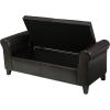 Christopher Knight Home Contemporary Upholstered Storage Ottoman Bench with Rolled Arms, Brown and Dark Brown