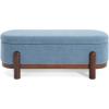 Christopher Knight Home Daggy Upholstered Ottoman with Storage for Living Room, Fabric Modern Storage Ottoman Foot Rest, Bedroom Oval End of Bed Bench with Wooden Frame, Blue+Brown(Blue+brown)