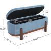 Christopher Knight Home Daggy Upholstered Ottoman with Storage for Living Room, Fabric Modern Storage Ottoman Foot Rest, Bedroom Oval End of Bed Bench with Wooden Frame, Blue+Brown(Blue+brown)