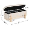 Christopher Knight Home Daggy Upholstered Ottoman with Storage for Living Room, Fabric Modern Storage Ottoman Foot Rest, Bedroom Oval End of Bed Bench with Wooden Frame, Blue+Brown(Beige)