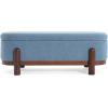 Christopher Knight Home Daggy Upholstered Ottoman with Storage for Living Room, Fabric Modern Storage Ottoman Foot Rest, Bedroom Oval End of Bed Bench with Wooden Frame, Blue+Brown(Blue+brown)