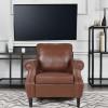 Christopher Knight Home Dowd Club Chair with Nailhead Trim – Faux Leather – Dark Brown(Cognac Brown + Dark Brown)
