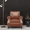 Christopher Knight Home Dowd Club Chair with Nailhead Trim – Faux Leather – Dark Brown(Cognac Brown + Dark Brown)