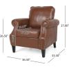 Christopher Knight Home Dowd Club Chair with Nailhead Trim – Faux Leather – Dark Brown(Cognac Brown + Dark Brown)