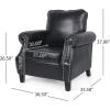 Christopher Knight Home Dowd Club Chair with Nailhead Trim – Faux Leather – Dark Brown(Midnight Black + Dark Brown)