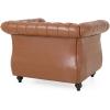 Christopher Knight Home Editha Traditional Chesterfield Club Chairs (Set of 2), Faux Leather, Cognac Brown, Dark Brown