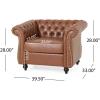Christopher Knight Home Editha Traditional Chesterfield Club Chairs (Set of 2), Faux Leather, Cognac Brown, Dark Brown