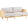 Christopher Knight Home Emir 3 Seater Sofa with Cushion, Sofa Chair with Cane Rattan and Wooden Frame, Spacious Seating Couch for Living Room/Bedrooms, Modern Slat Panel Sofa Couch, Natural + Beige(Natural + Beige)