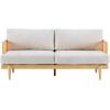 Christopher Knight Home Emir 3 Seater Sofa with Cushion, Sofa Chair with Cane Rattan and Wooden Frame, Spacious Seating Couch for Living Room/Bedrooms, Modern Slat Panel Sofa Couch, Natural + Beige(Natural + Beige)