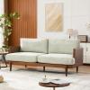 Christopher Knight Home Emir 3 Seater Sofa with Cushion, Sofa Chair with Cane Rattan and Wooden Frame, Spacious Seating Couch for Living Room/Bedrooms, Modern Slat Panel Sofa Couch, Natural + Beige(Walnut + Light Green)
