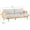 Christopher Knight Home Emir 3 Seater Sofa with Cushion, Sofa Chair with Cane Rattan and Wooden Frame, Spacious Seating Couch for Living Room/Bedrooms, Modern Slat Panel Sofa Couch, Natural + Beige(Natural + Beige)