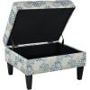 Christopher Knight Home Fabric Ottoman Footrest Rectangular Upholstered Non Storage Ottoman Foot Rest Stool with Tufted Stitching, 28.25 “W x 23 “D x 18.5 “H, Leaf Printed(Flower Printed storage)