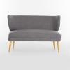 Christopher Knight Home GDFStudio Christopher Knight Home Desdemona Mid-Century Modern Fabric Settee, Light Gray, Natural Finish(Light Gray  Natural Finish)