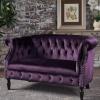 Christopher Knight Home GDFStudio Melaina Tufted Chesterfield Velvet Loveseat with Scrolled Arms, BlackBerry and Dark Brown(Loveseat)