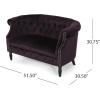 Christopher Knight Home GDFStudio Melaina Tufted Chesterfield Velvet Loveseat with Scrolled Arms, BlackBerry and Dark Brown(Loveseat)