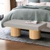 Christopher Knight Home Galileo 48″ W Boucle Bench, Upholstered Bench, End of Bed Footstool, Hallway Footrest, Wooden Legs Frame, Rectangular Spacious Chair, Comfort Seating for Dining Living, Black(Natural)