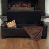 Christopher Knight Home Guernsey Leather Wood-Frame Storage Ottoman, Black