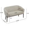 Christopher Knight Home Irelia Corduroy Recessed Arm Loveseat, Comfy Upholstery 2 Seater Sofa, Wooden Frame Living Room Chair, Mid-Century Modern Soft Seating Lounge Sofa, Beige + Walnut